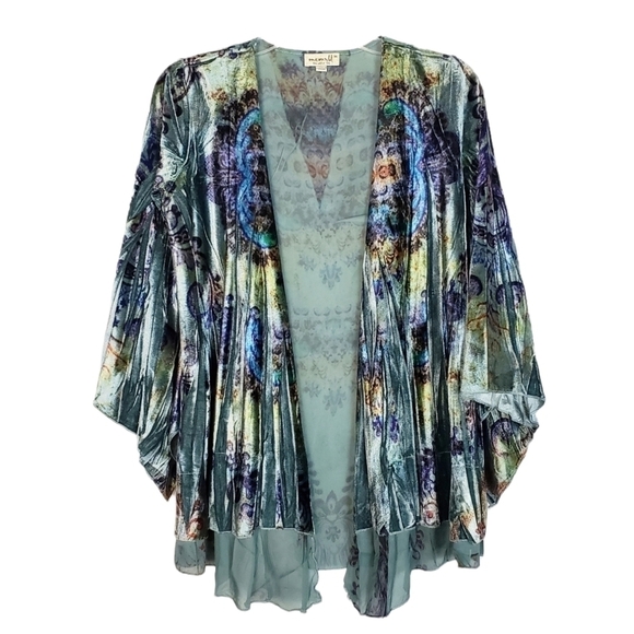 VTG ONE WORLD Live and Let Live Velvet Cardigan - Picture 1 of 5